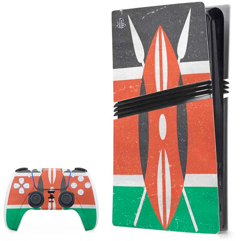 Kenya Flag Distressed PS5 Pro Bundle Skin