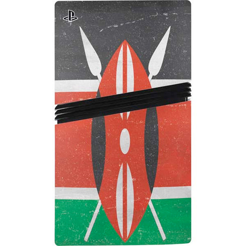 Kenya Flag Distressed PS5 Pro Disk Bundle Skin