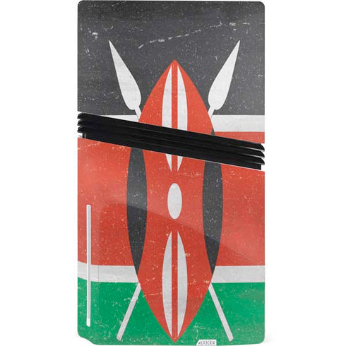 Kenya Flag Distressed PS5 Pro Disk Bundle Skin