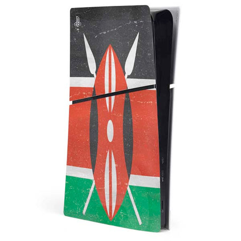 Kenya Flag Distressed PS5 Slim Digital Edition Console Skin