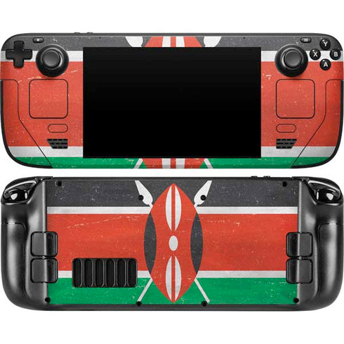 Kenya Flag Distressed Steam Deck Handheld Gaming Computer Skin