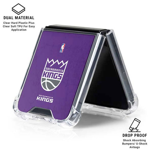 NBA Sacramento Kings Distressed Galaxy Z Flip7 Clear Case