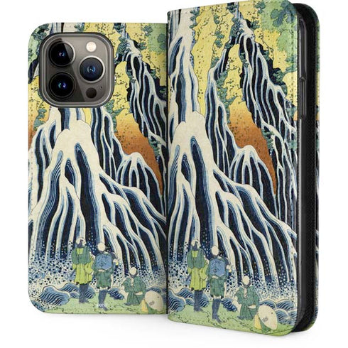Kirifuri Falls in Kurokawa Mountain by Hokusai iPhone 13 Pro Max Folio Case