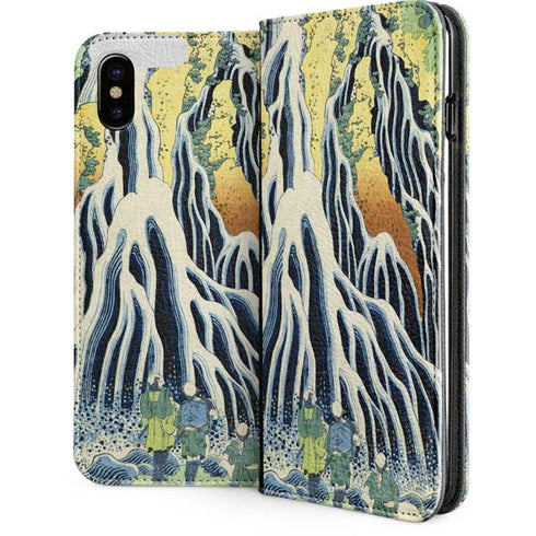 Kirifuri Falls in Kurokawa Mountain by Hokusai iPhone 8 Folio Case