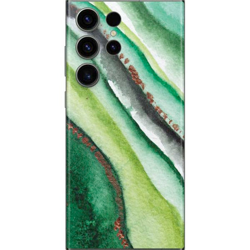 Kiwi Watercolor Geode Galaxy Skins