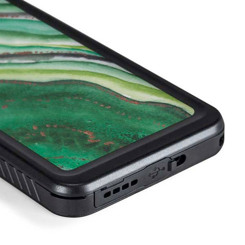 Kiwi Watercolor Geode Galaxy S24 Plus Waterproof Case