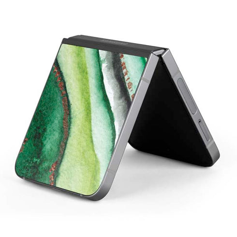 Kiwi Watercolor Geode Galaxy Z Flip6 Skin