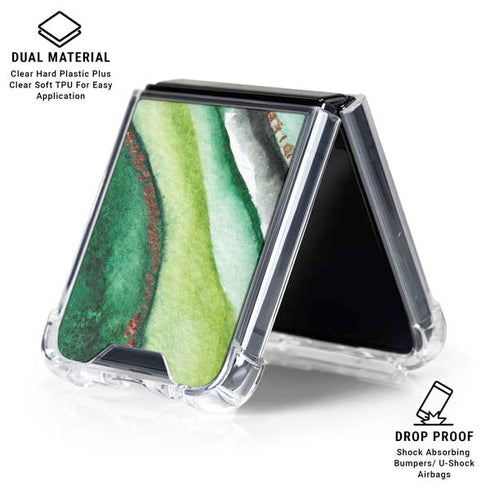 Kiwi Watercolor Geode Galaxy Z Flip6 Clear Case