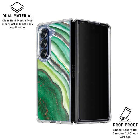 Kiwi Watercolor Geode Galaxy Z Fold6 Clear Case