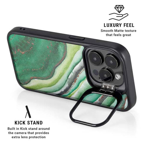 Kiwi Watercolor Geode iPhone 13 Pro Kickstand Case