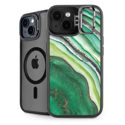 Kiwi Watercolor Geode iPhone 14 Plus Kickstand Case