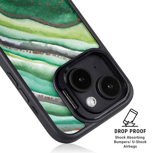 Kiwi Watercolor Geode iPhone 14 Plus Kickstand Case