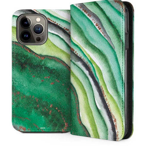 Kiwi Watercolor Geode iPhone 14 Pro Max Folio Case