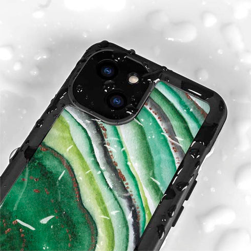 Kiwi Watercolor Geode iPhone 15 Plus Waterproof Case