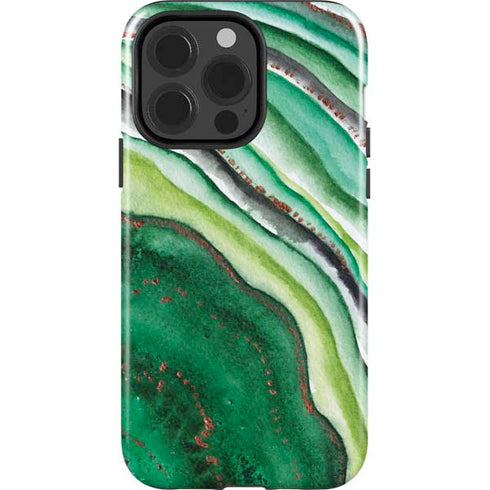 Kiwi Watercolor Geode iPhone 15 Pro Impact Case