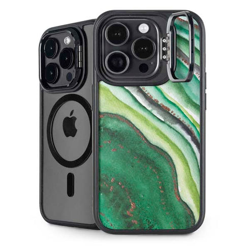 Kiwi Watercolor Geode iPhone 15 Pro Kickstand Case
