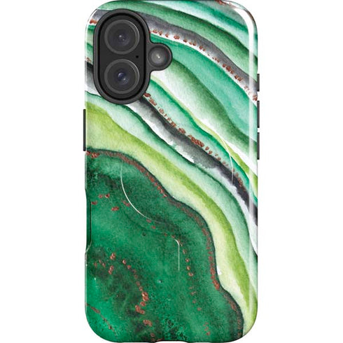 Kiwi Watercolor Geode iPhone 16 Magsafe Impact Case