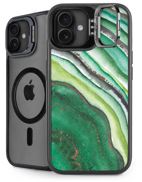 Kiwi Watercolor Geode iPhone 16 Plus Kickstand Case