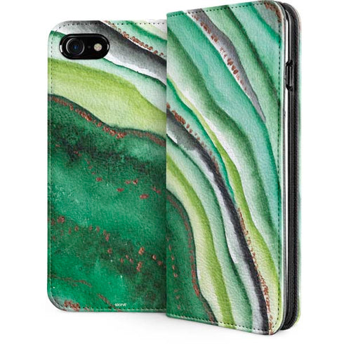 Kiwi Watercolor Geode iPhone Cases