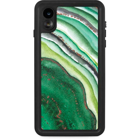 Kiwi Watercolor Geode iPhone Cases