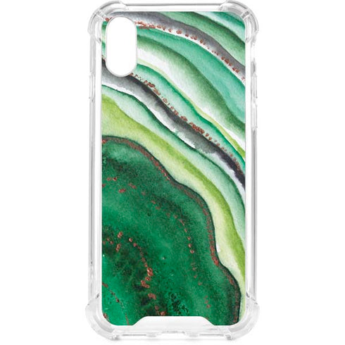 Kiwi Watercolor Geode iPhone XS Clear Case