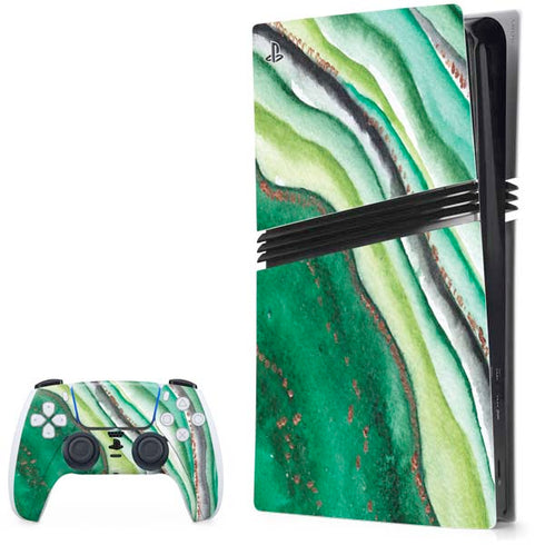 Kiwi Watercolor Geode PS5 Pro Bundle Skin