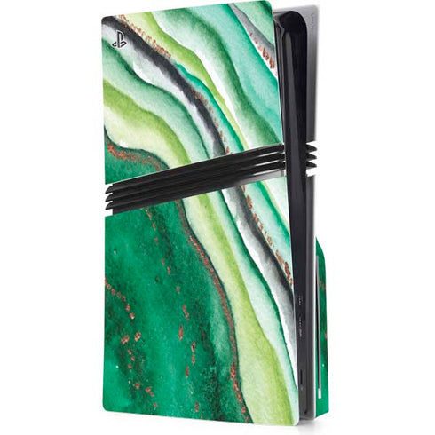 Kiwi Watercolor Geode PS5 Pro Disk Console Skin
