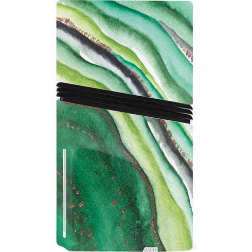 Kiwi Watercolor Geode PS5 Pro Disk Console Skin