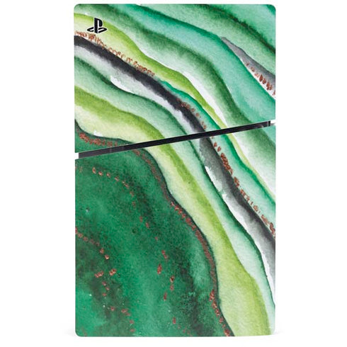 Kiwi Watercolor Geode PS5 Slim Digital Edition Console Skin