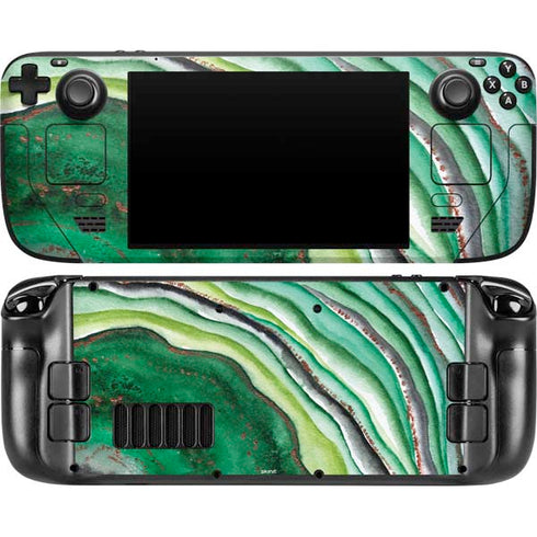 Kiwi Watercolor Geode Steam Deck Handheld Gaming Computer OLED Skin