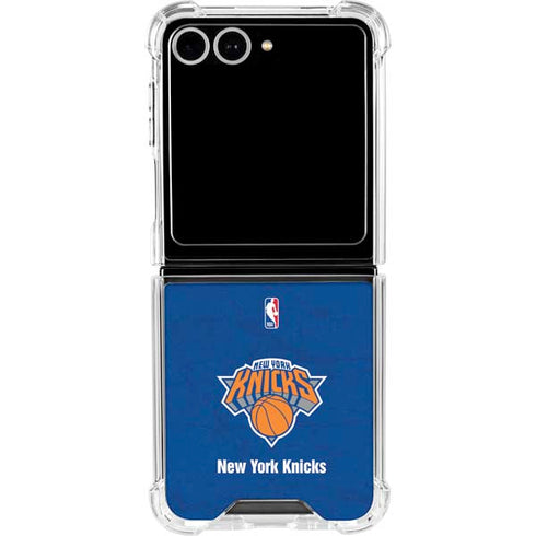 NBA New York Knicks Distressed Galaxy Z Flip7 Clear Case