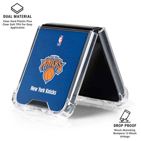 NBA New York Knicks Distressed Galaxy Z Flip7 Clear Case