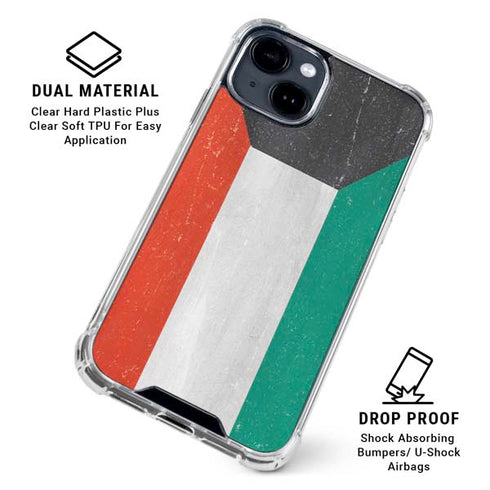 Kuwait Flag Distressed iPhone 15 Clear Case
