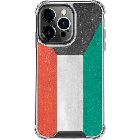 Kuwait Flag Distressed iPhone 16 Pro Clear Case
