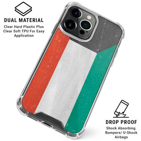 Kuwait Flag Distressed iPhone 16 Pro Max Clear Case
