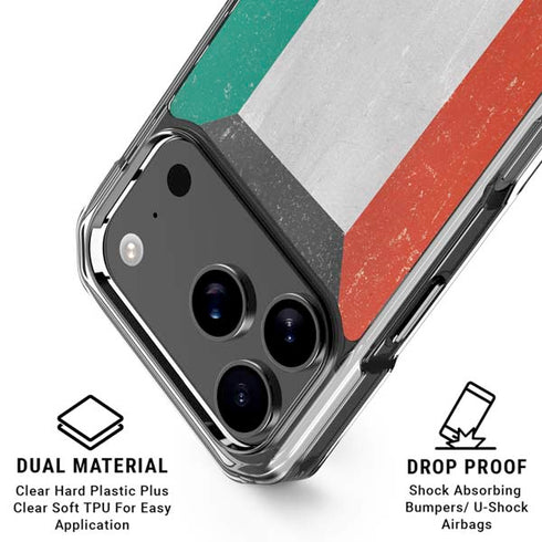 Kuwait Flag Distressed iPhone 18 Pro Clear Case