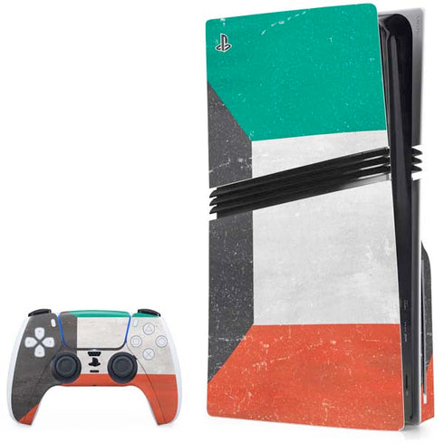 Kuwait Flag Distressed PS5 Pro Disk Bundle Skin