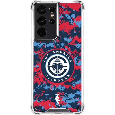 NBA LA Clippers Digi Camo Galaxy S21 Ultra 5G Clear Case