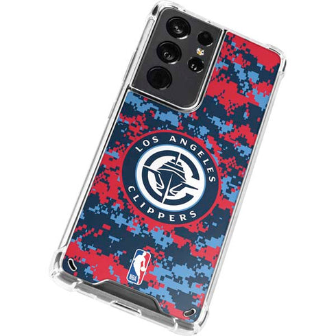 NBA LA Clippers Digi Camo Galaxy S21 Ultra 5G Clear Case