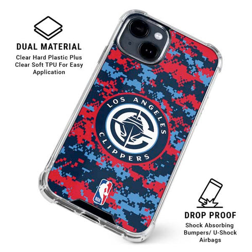 NBA LA Clippers Digi Camo iPhone 15 Plus Clear Case