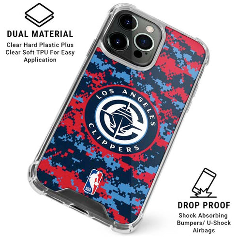NBA LA Clippers Digi Camo iPhone 16 Pro Max Clear Case