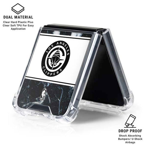 NBA LA Clippers Marble Galaxy Z Flip6 Clear Case