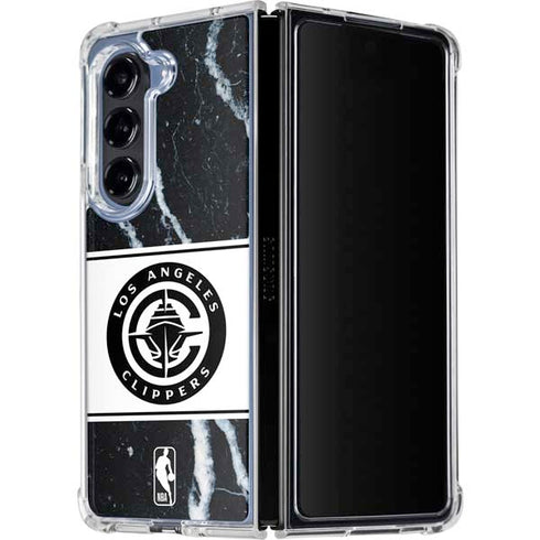 NBA LA Clippers Marble Galaxy Z Fold5 5G Clear Case