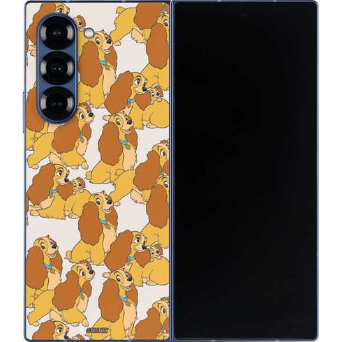 Disney Lady & The Tramp Lady Pattern Galaxy Z Fold6 Skin