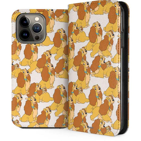 Disney Lady & The Tramp Lady Pattern iPhone 14 Pro Max Folio Case