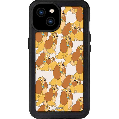 Disney Lady & The Tramp Lady Pattern iPhone 15 Plus Waterproof Case