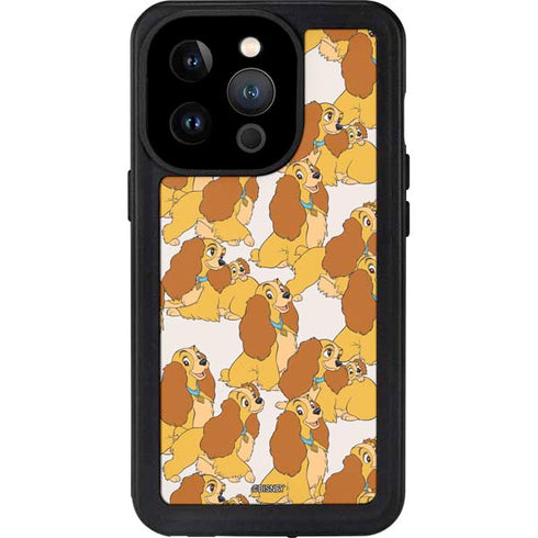 Disney Lady & The Tramp Lady Pattern iPhone 15 Pro Waterproof Case