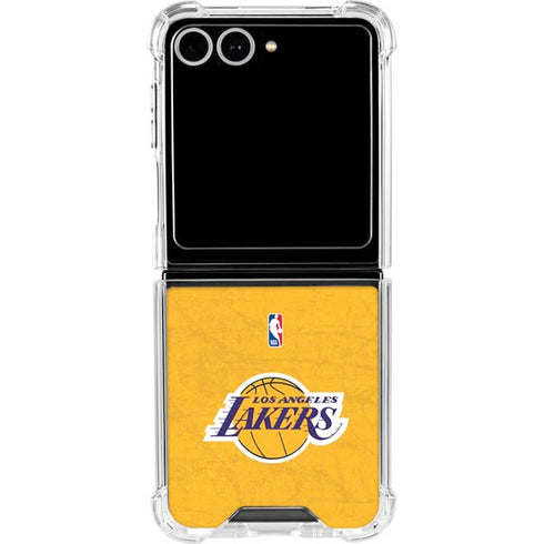 NBA Los Angeles Lakers Distressed Galaxy Z Flip7 Clear Case