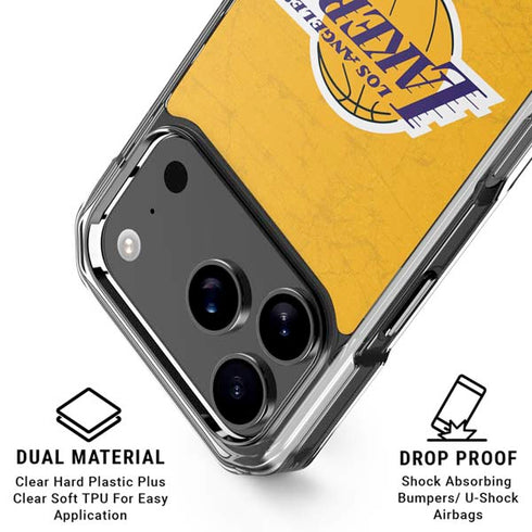 NBA Los Angeles Lakers Distressed iPhone 17 Pro Max Clear Case