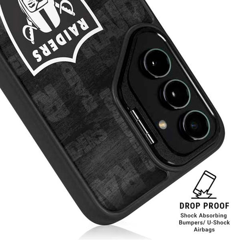 NFL Las Vegas Raiders Black & White Galaxy S24 FE Kickstand Case